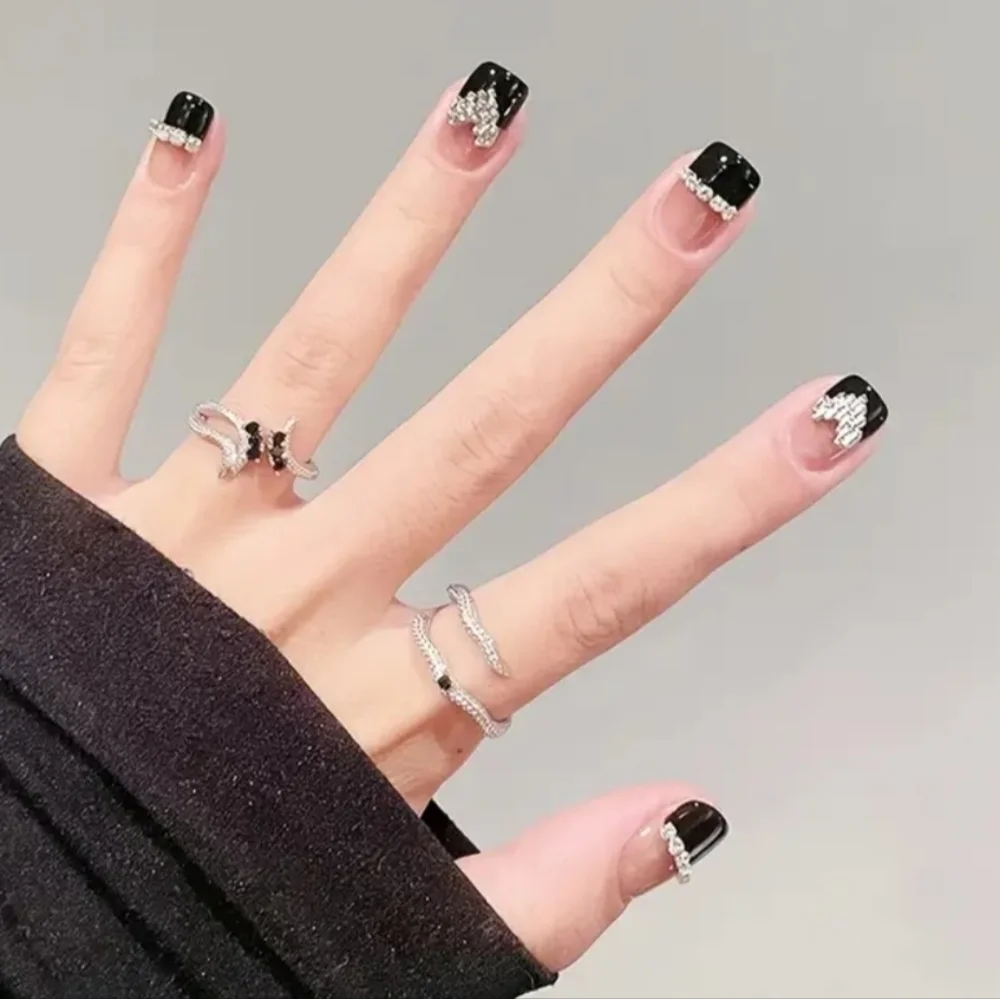 2/$16 3D Hearts & Rhinestone French Manicure Press On Nails